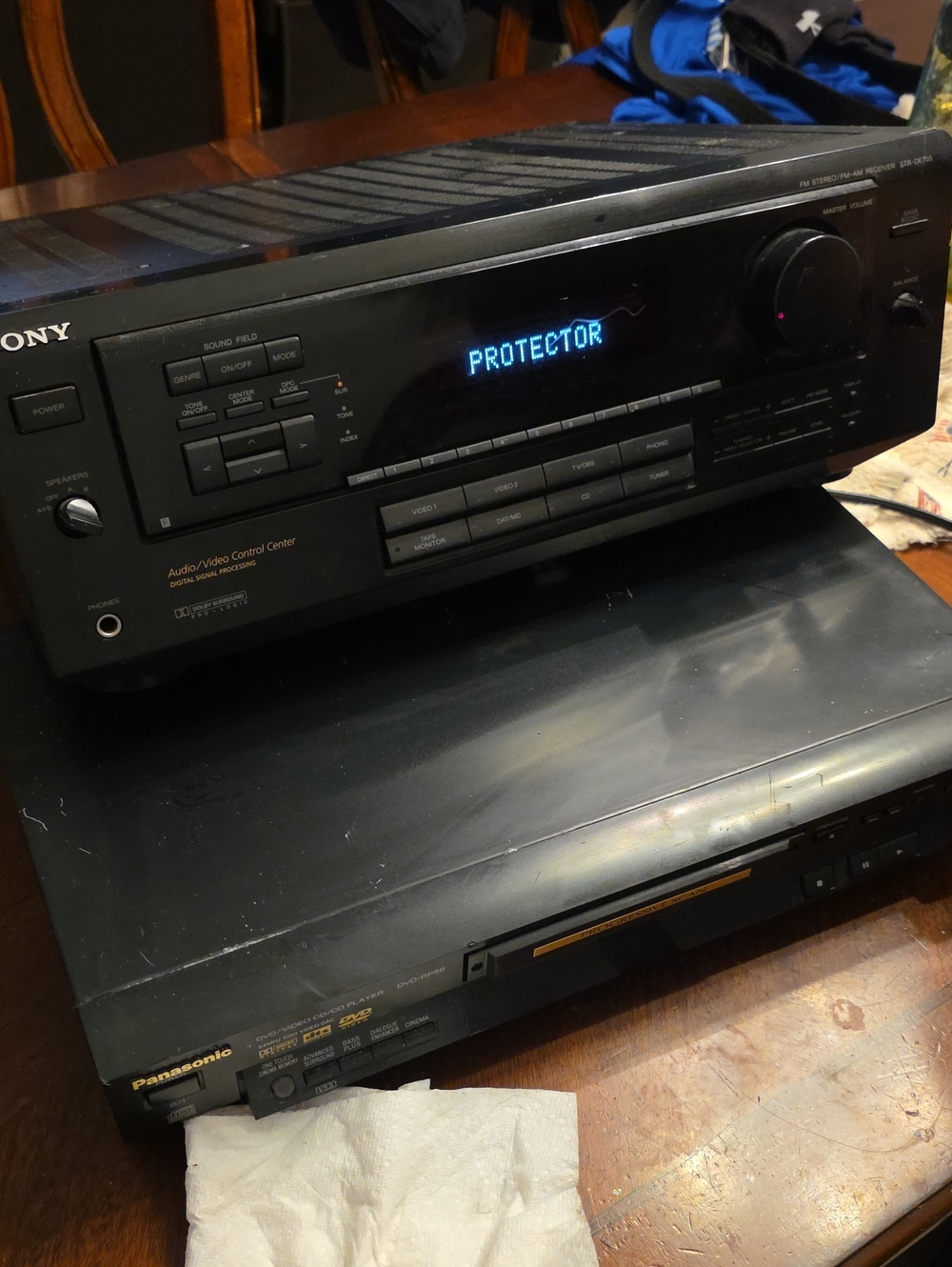 Sony AV Receiver in Black with Blue Display